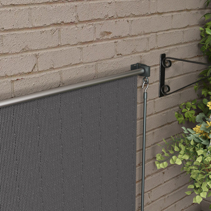 Outsunny Store Enrouleur Exterieur, Store De Porte Patio 8'x6', Gris Fonce