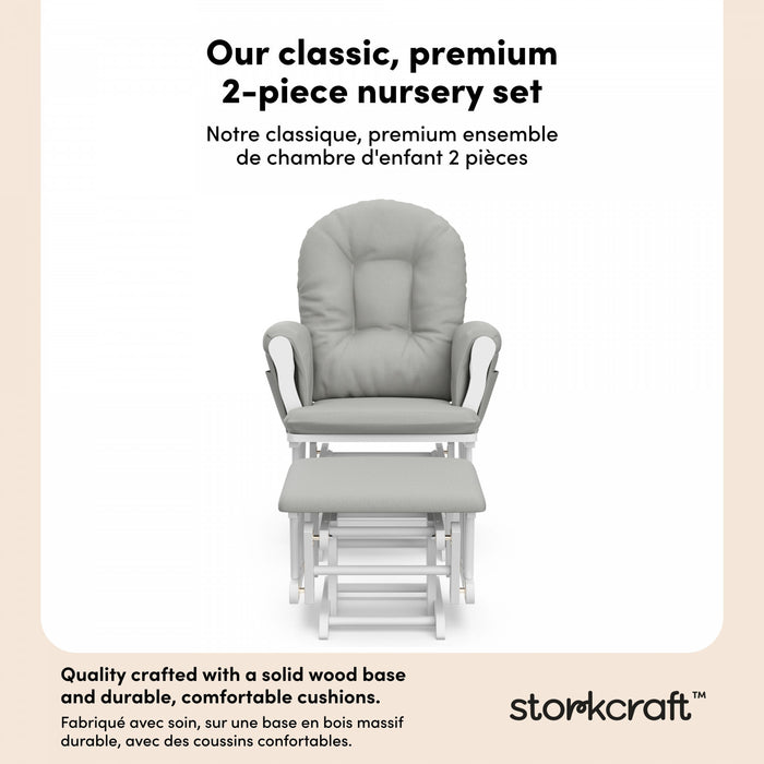 Storkcraft Hoop Fauteuil bercant et pouf - Blanc avec gris clair