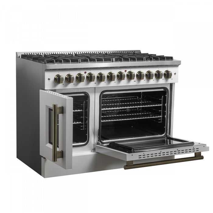 Cuisiniere a double combustible Galiano de 48 po, blanche, doubles fours de 6,58 pi³ – FFSGS6356-48WHT
