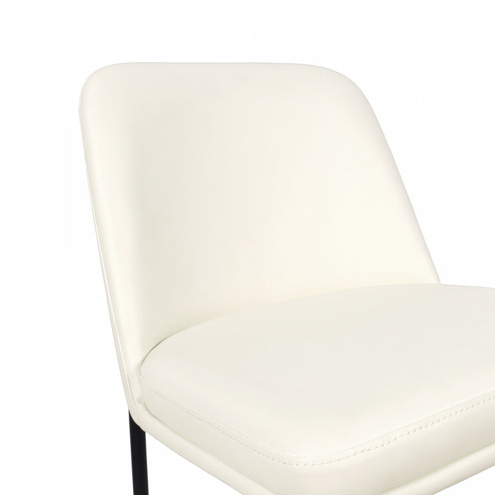 Tabouret de comptoir contemporain Loft en cuir vegetalien et metal, ivoire - Lot de 2