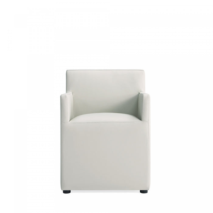 Fauteuil moderne en cuir vegetalien Anna Square en gris pierre - Lot de 2