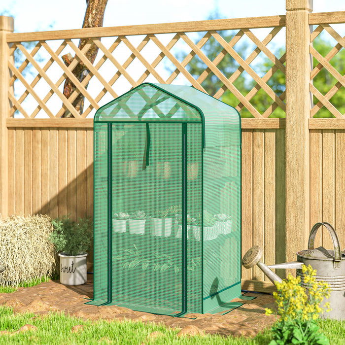 Outsunny Mini Serre avec Toit en Maille, Petite Serre Portable, Vert