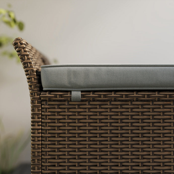 Outsunny Banc De Rangement En Osier Rangement De 27 Gallons, Gris Fonce