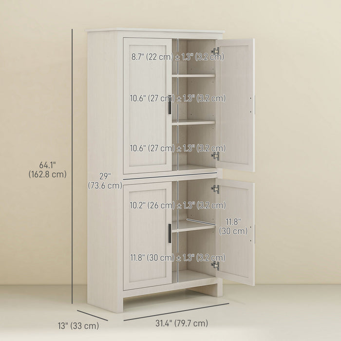 HOMCOM Garde-manger de cuisine a 4 portes de 64 po 3 etageres reglables