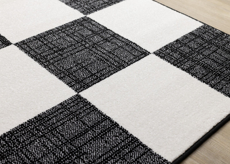Tapis Covington a Carreaux Noir et Blanc, 7'10\" x 10'6\"