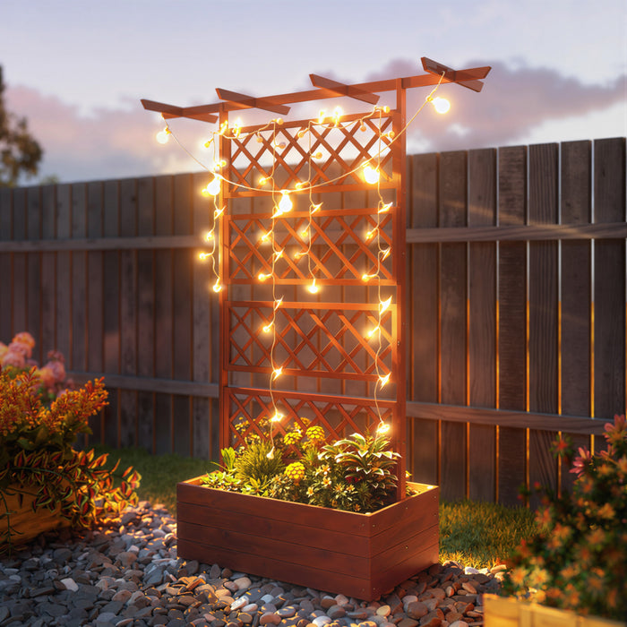 Outsunny Jardiniere en bois surelevee avec treillis, Orange