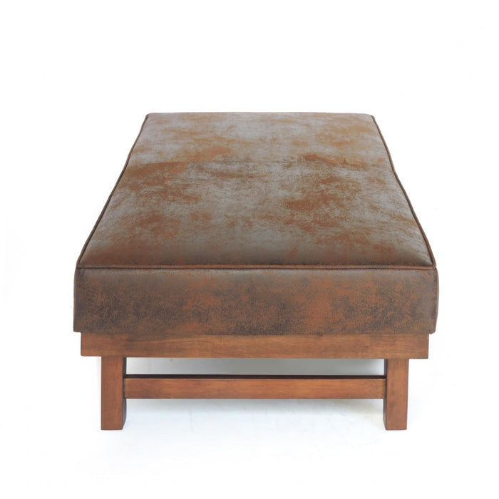 Grande Table Basse Ottoman Harrison en Similicuir avec Fonction de Rangement - Marron