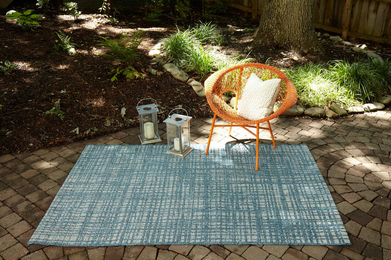 Tapis Contemporain Nayah 6'7\" x 9'6\" en Bleu