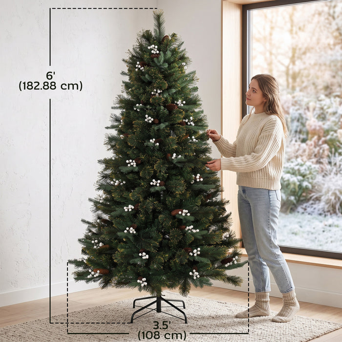 HOMCOM Sapin de Noel 180 cm avec 716 branches, sapin artificiel imitation fir