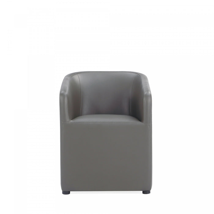 Fauteuil moderne Anna Round en cuir vegetalien graphite - Lot de 2