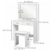 HOMCOM Makeup Vanity Desk and Stool Set with LED Lighted Mirror, White