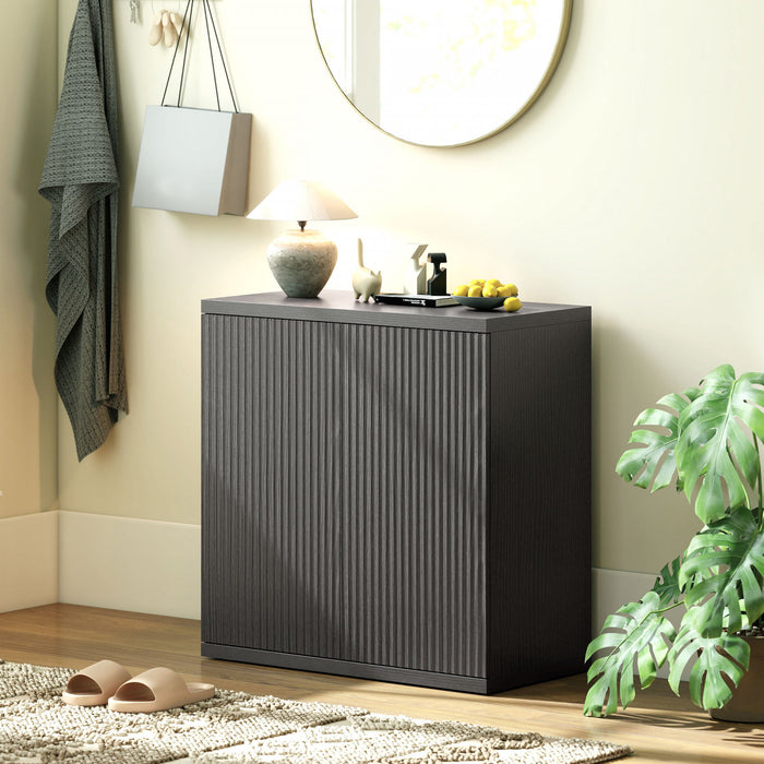 HOMCOM Buffet, meuble de cuisine avec portes a fermeture douce, Noir Gris