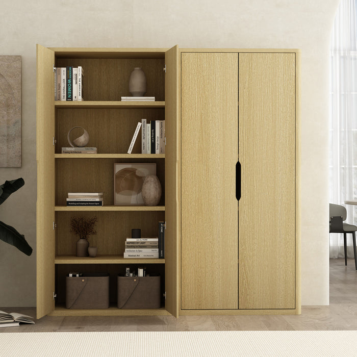 Armoire bibliotheque moderne Rivington 38\" en chene naturel - Lot de 2