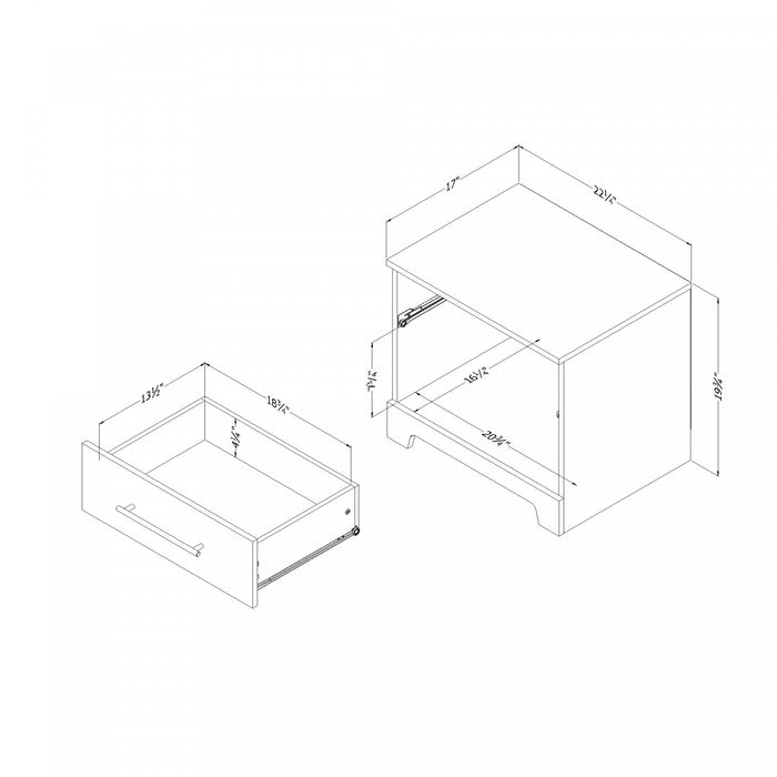 Table de nuit Primo à 1 tiroir - chêne noir