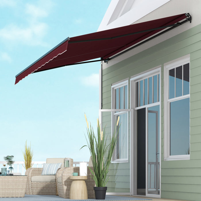 Outsunny 15' X 10' Auvent Retractable, Abri Pare-soleil, Rouge Vin