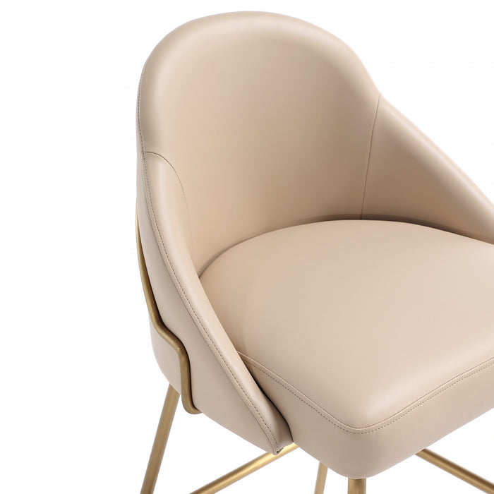 Tabouret de comptoir moderne Gracie en metal, rembourre, coloris beige et dore