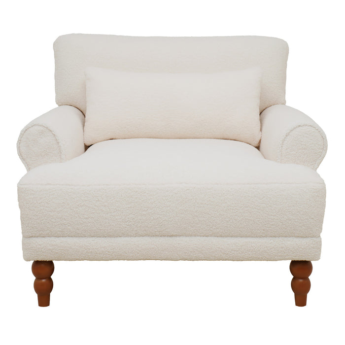 Aurelia Fauteuil Elegant a Accoudoirs Circulaires et Soutien Lombaire Ergonomique, Beige