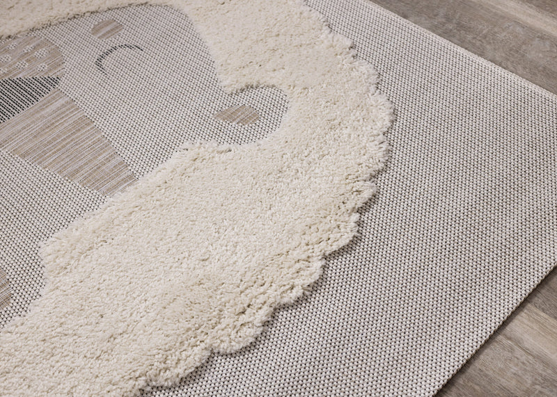 Carpette à motif lion texturé pour enfants - 5 pi 3 po x 7 pi 7 po