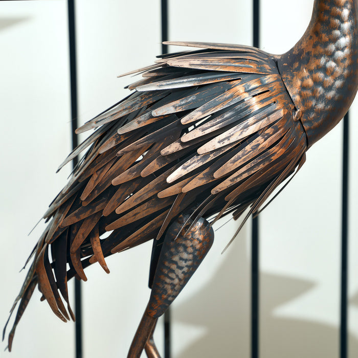 Outsunny Statue de Jardin Heron, Sculpture Debout pour Pelouse, Ton Argente