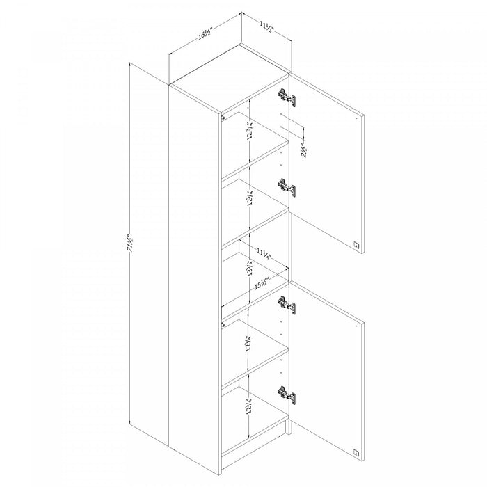 Liora Bibliotheque Etroite 2 Portes - Chene Blanchi
