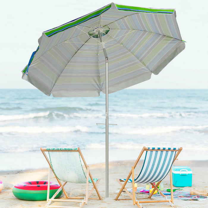Costway Parasol de plage pour patio de 6,5 pieds, protection solaire, inclinaison, avec sac de transport, turquoise