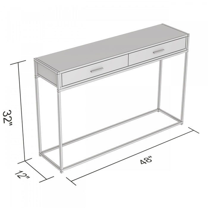 Console moderne de 48 po avec 2 tiroirs - taupe foncé avec métal noir