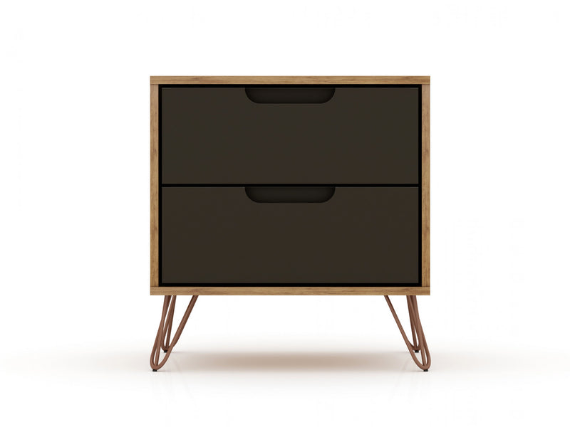 Table de nuit Rockefeller Mid-Century Modern 20\" en gris (2 tiroirs) - Lot de 2