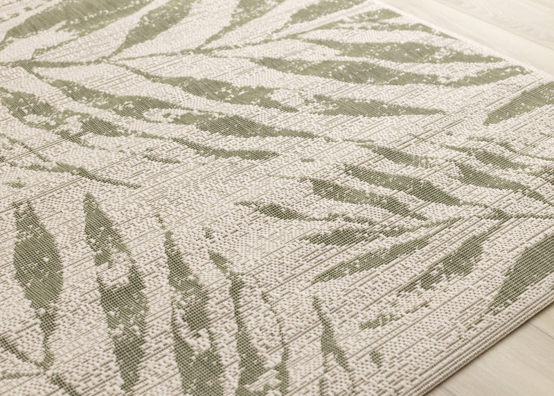 Tapis d'exterieur Jackson Taupe Blanc a bordure elegante, 6'7\" x 9'6\"