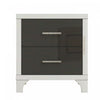 Sophia High Gloss Nightstand with 2 Drawers and Metal Handles,Black | Sophia table de chevet laquee brillante avec 2 tiroirs et poignees en metal, noir