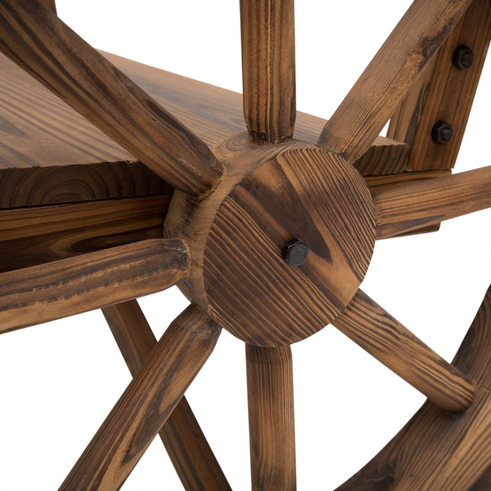Banc En Bois De Chariot A Roue Outsunny Dessine De Maniere Rustique, Chaise De Jardin 2 Places