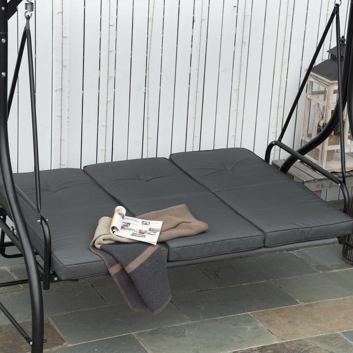 Outsunny Chaise D'oscillation De Patio 3 Places Avec Lit Convertible