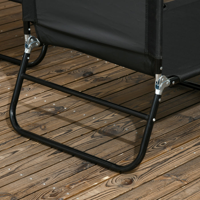 Outsunny Lot De 2 Chaises Longues Pliantes Avec Dossier Reglable, Noir