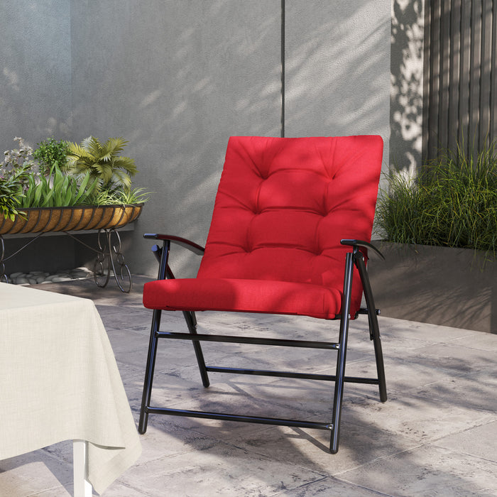 Outsunny Chaise Longue Pliable, Fauteuil Inclinable Rembourre, Rouge