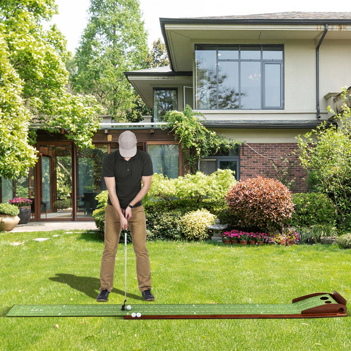 Costway Mettre Vert Pratique Golf Mettre Tapis Avec Auto Ball Retour Et 2 Tailles De Trou