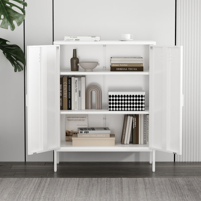 Armoire d’appoint moderne Naomi 32\" en metal blanc