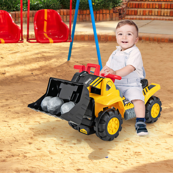 Costway Tracteur A Pedales A Monter Pour Enfant Vehicule Tracteur Excavatrice Trotteur Trotteur D'equilibre Vocal De Quatre Pneus Pour Enfant Jaune