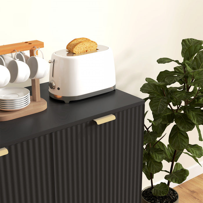HOMCOM Buffet avec etageres reglables, Noir