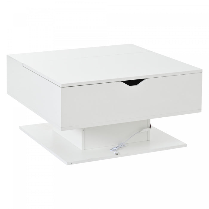Ethan table basse relevable avec eclairage LED, blanc