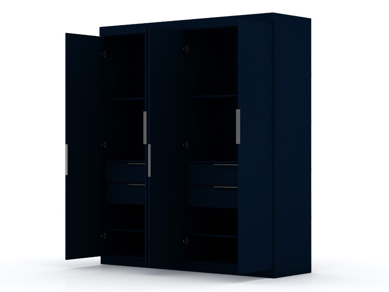 Armoire-penderie contemporaine moderne Mulberry 9 pieces en bleu minuit