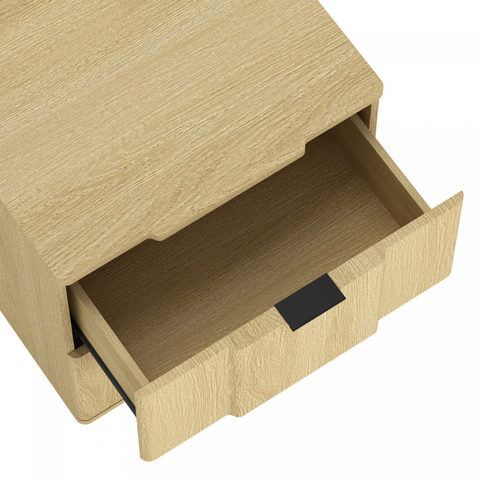 Table de nuit Clive style milieu du siecle moderne 56 cm en naturel et noir (2 tiroirs)