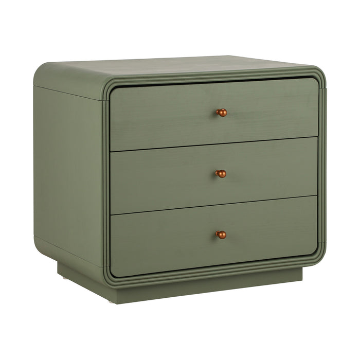 Sophia Table de Nuit Moderne avec Rangement et Tiroir, Vert Olive