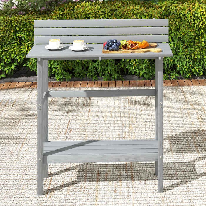 Outsunny Table De Bar D'exterieur Avec Repose-pieds, Plateau A Lattes, Gris