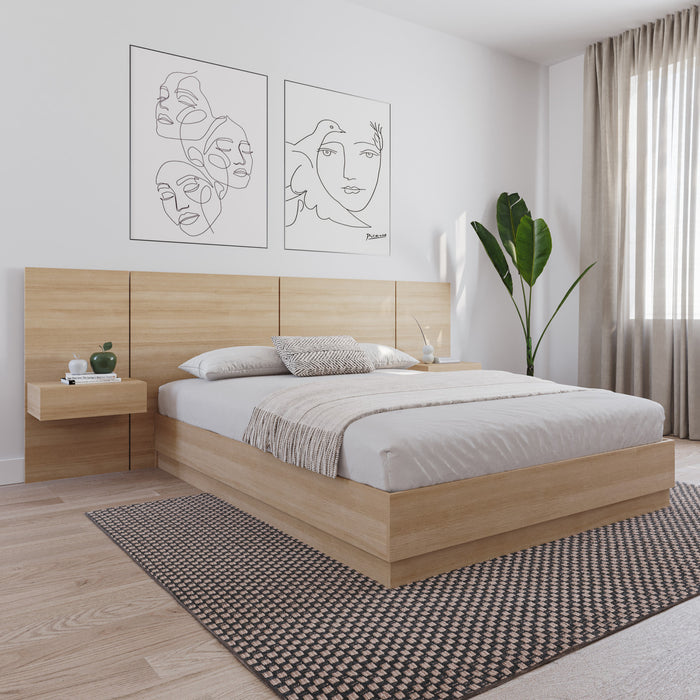 Ensemble 2 panneaux d’extension pour table de nuit flottante Milano Nordika - chêne blond naturel