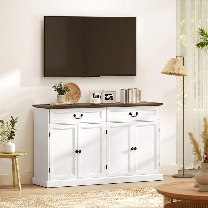 HOMCOM Buffet avec Station de Chargement, 55\", Blanc