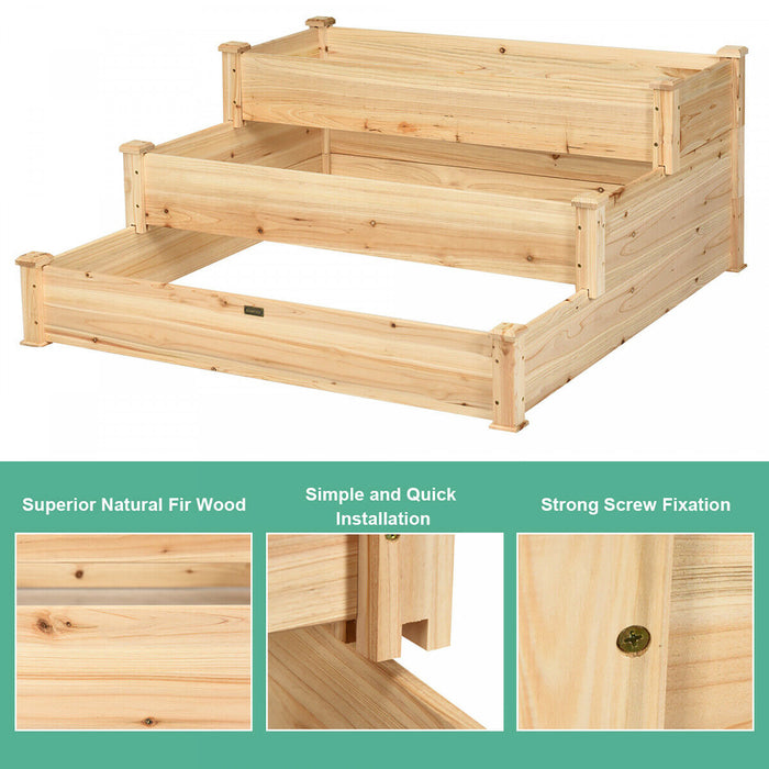 Lit De Jardin De Legumes En Bois Eleve De Niveau Costway 3 Kit De Planteur Eleve Jardinage Exterieur