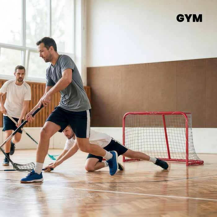 Soozier Mini But de Hockey 90 x 60 cm, Filet Facile a Installer avec Cadre en Metal