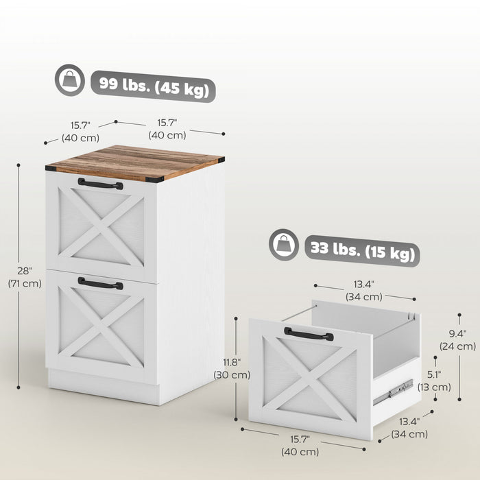HOMCOM Classeur a 2 tiroirs, format Lettre/A4, blanc