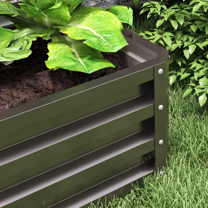 Outsunny Ensemble De 2 Lits De Jardin Sureleves, Jardinieres En Acier Pour Plantes D'exterieur, Jardiniere Surelevee, Facile A Assembler, Pour La Culture De Fleurs, Herbes Et Legumes, Gris Fonce