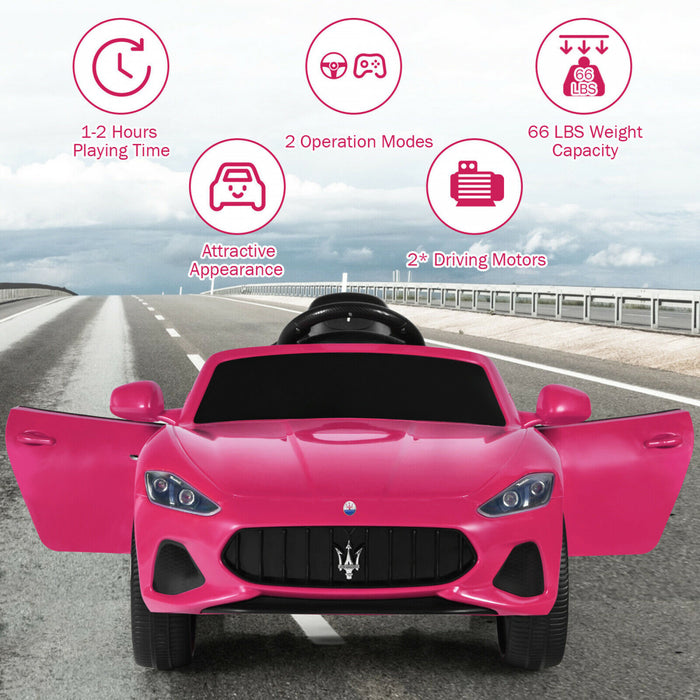 12v Enfants Rouler Sur La Voiture Maserati Grancabrio Sous Licence W / Telecommande & Lumieres Rose