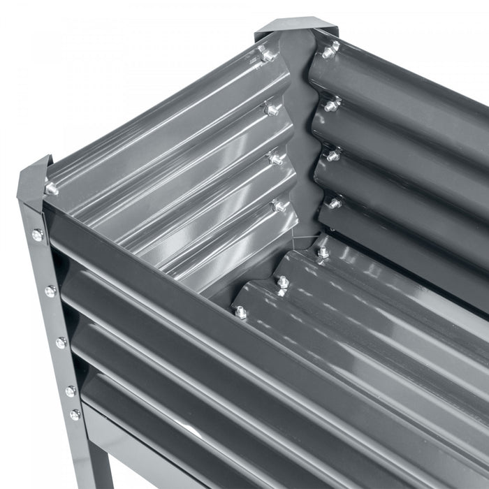 Outsunny Lit De Jardin Sureleve , Jardiniere Surelevee Galvanisee, Argente